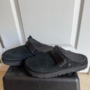 UGG Black Suede Slip-On Clogs